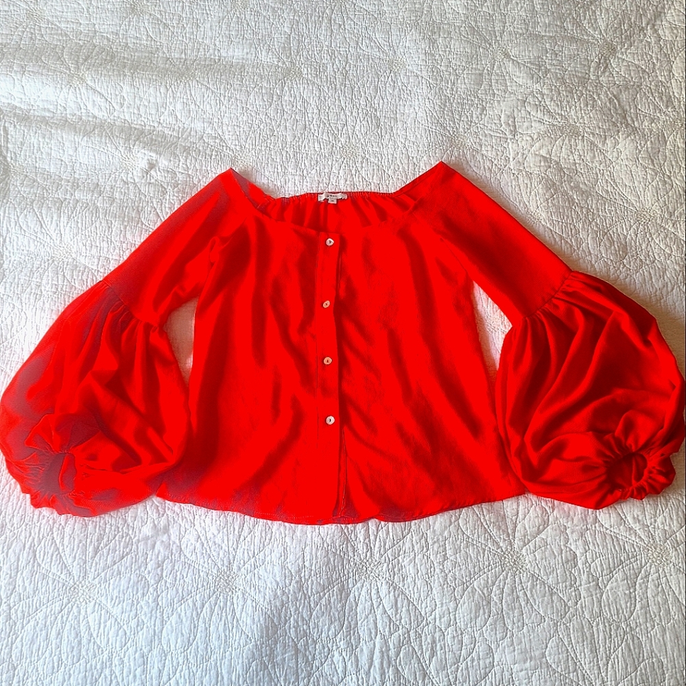 Gilbert Red Bishop Sleeve Blouse